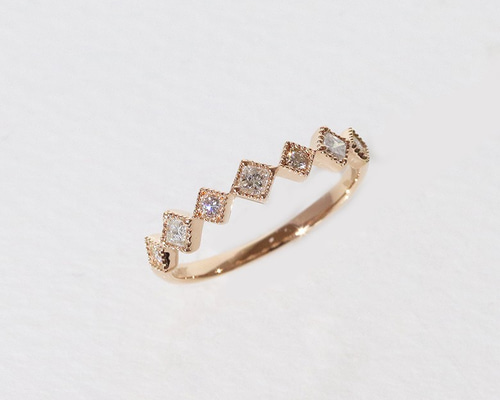 k10pg ミル 天然ダイヤモンドリング ひし形 スクエア 0.20 指輪 指輪