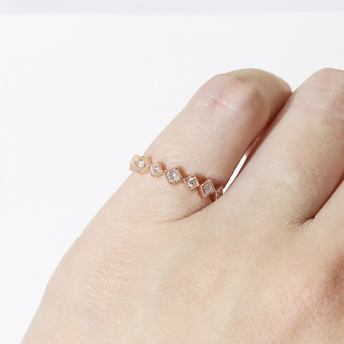 k10pg ミル 天然ダイヤモンドリング ひし形 スクエア 0.20 指輪 指輪