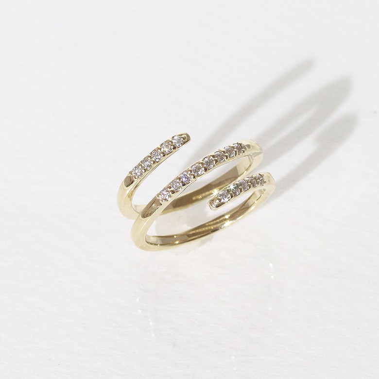 k10フォークリング ファランジリング ダイヤモンド 0.15ct オシャレ 指輪 ピンキー