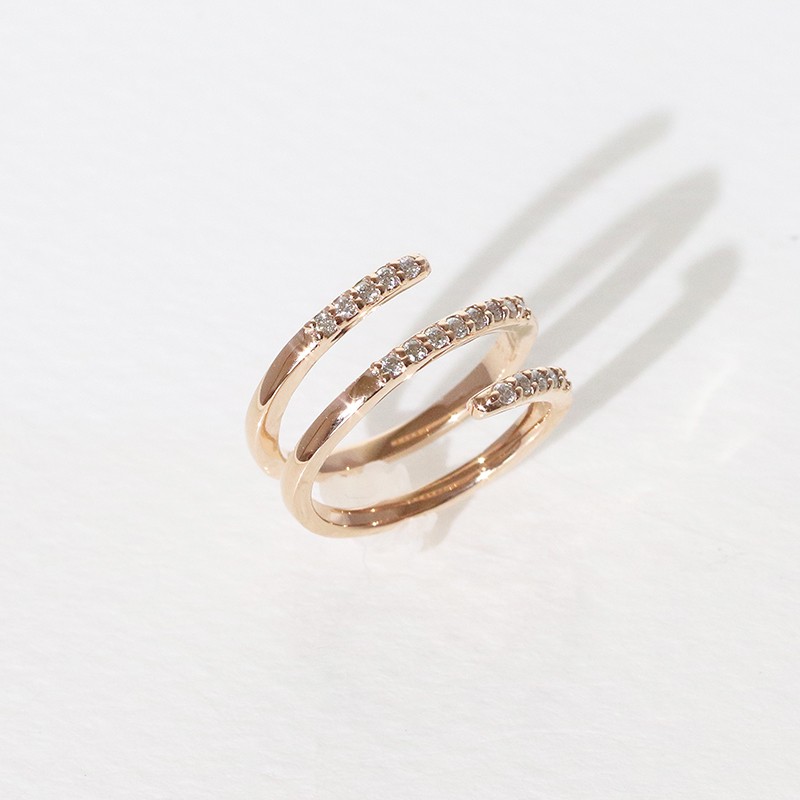 k10pgフォークリング ファランジリング ダイヤモンド 0.15ct オシャレ 指輪 ピンキー