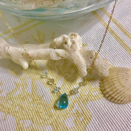 k14gf ブルートパーズとアクアマリンのネックレス ネックレス