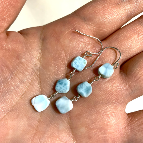 入園入学祝い silver925 ラリマー フックピアス ピアス（フック・チェーン アクセサリー