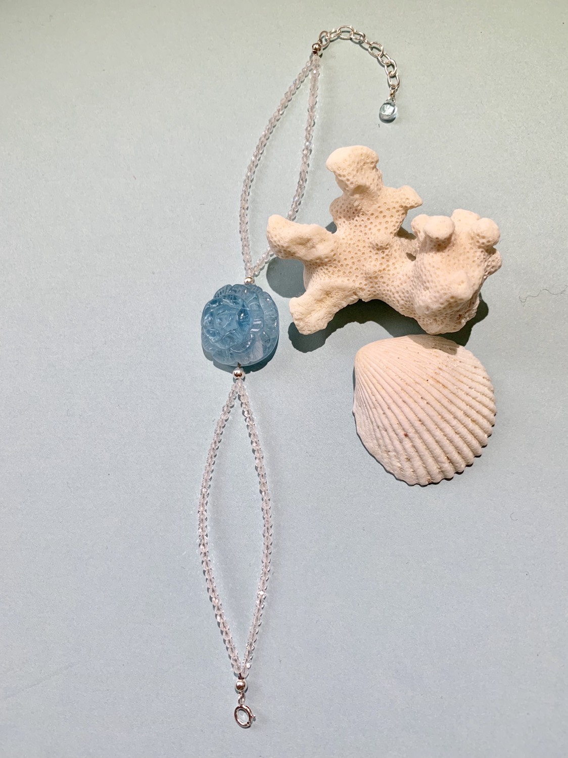 SV925 アクアマリンとレインボームーンストーンのブレスレット