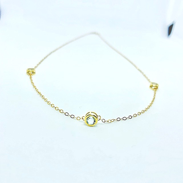 k14gf  スカイブルーアクアマリン　3ストーン　ネックレス