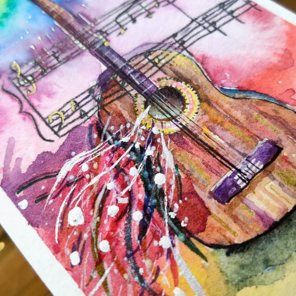 靜物 吉他 guitar 明信片105x148mm max 葉于聖水彩明信片Watercolor postcards 第2張的照片