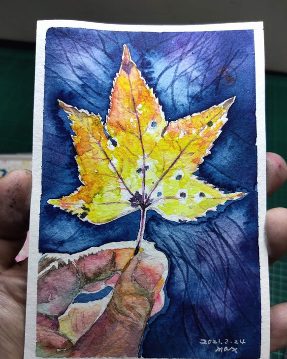 植物 楓葉 Maple leaf 明信片105x148mm max 葉于聖7水彩明信片Watercolor postca 第1張的照片