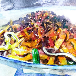 食物 傳統乾麵 Plain noodles  明信片105x148mm max 葉于聖2水彩明信片 Watercolor 第2張的照片