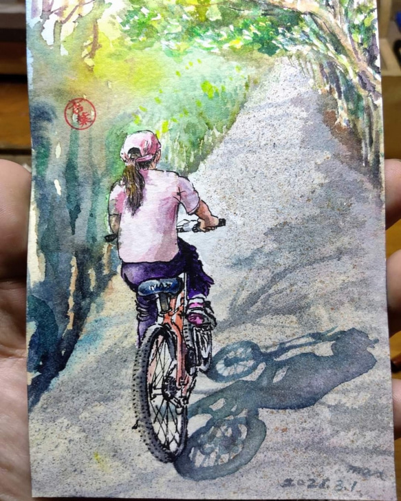 Figure 人物 郊外騎腳踏車 Cycling in the suburbs  明信片105x148mm max 葉于 第1張的照片