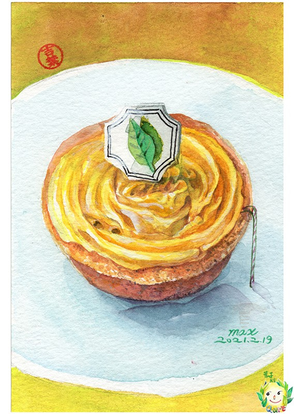 a1 食物 好吃的檸檬塔 Lemon tart 明信片105x148mm max 葉于聖水彩明信片Watercolor 第1張的照片