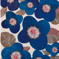 青い花（アクリル絵の具とペーパーコラージュ） 2枚目の画像