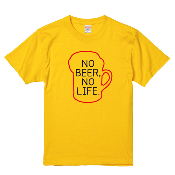 送料無料】「NO BEER NO LIFE」Tシャツ カナリアイエロー おもしろT