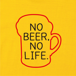 【送料無料】「NO BEER NO LIFE」Tシャツ カナリアイエロー おもしろTシャツ【ゆうパケット送料サービス】 2枚目の画像