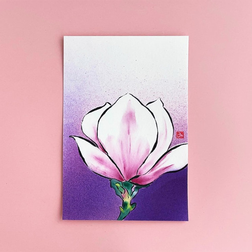 大割引 原画】「モクレン（木蓮）」 花の絵 アート 絵画 インテリア 絵画