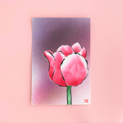 【原画】「チューリップ」　花の絵　インテリア　絵画　アート 1枚目の画像