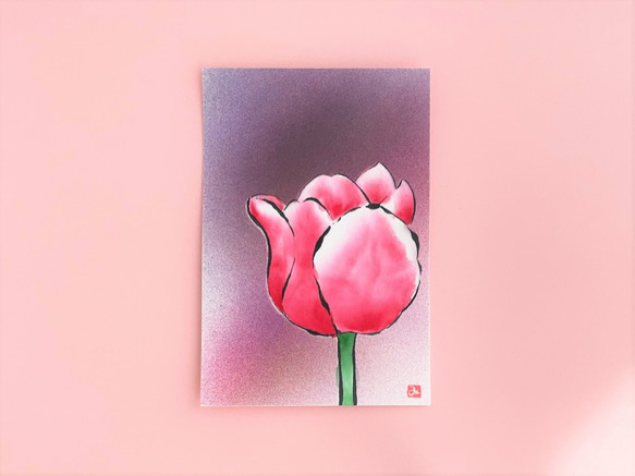 【原画】「チューリップ」　花の絵　インテリア　絵画　アート 1枚目の画像