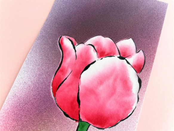 【原画】「チューリップ」　花の絵　インテリア　絵画　アート 2枚目の画像