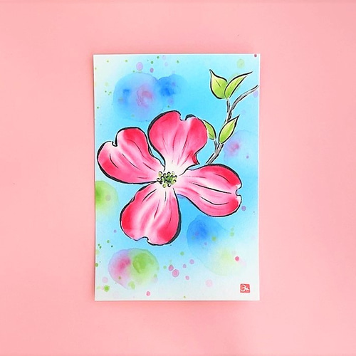 【絵画】ボタニカルアート「アメリカハナミズキ」原画 絵画】ボタニカルアート「アメリカハナミズキ」原画