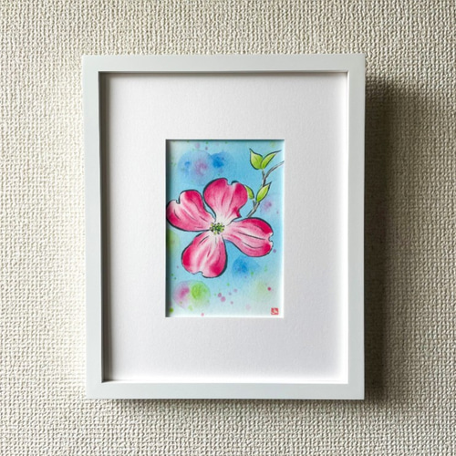 原画】「ハナミズキ（花水木）」 花の絵 インテリア 絵画 アート