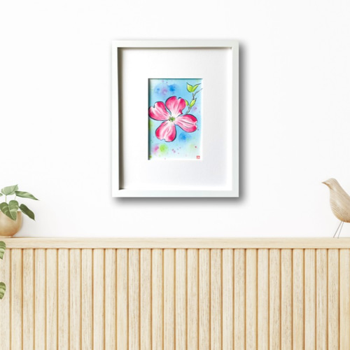 原画】「ハナミズキ（花水木）」 花の絵 インテリア 絵画 アート