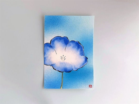 原画】「ネモフィラ」 花の絵 インテリア 絵画 アート 絵画 haninana