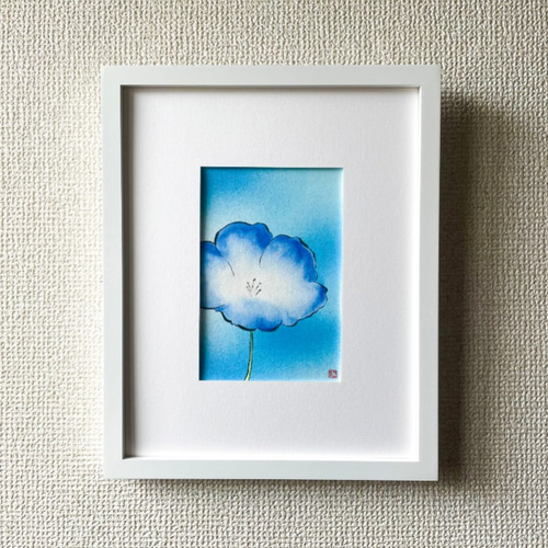 原画】「ネモフィラ」 花の絵 インテリア 絵画 アート 絵画 haninana