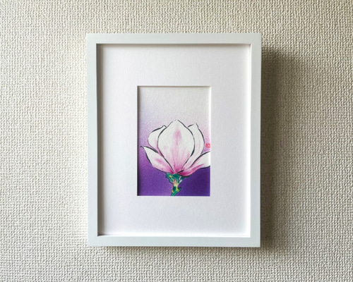 額付き【原画】「モクレン（木蓮）」 花の絵 インテリア 絵画