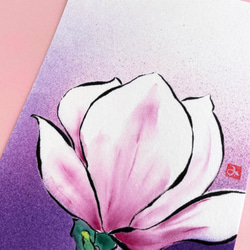額付き【原画】「モクレン（木蓮）」　花の絵　インテリア　絵画　アート 4枚目の画像