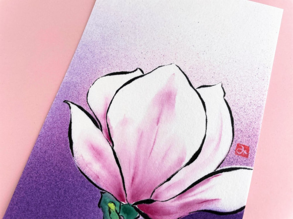 額付き【原画】「モクレン（木蓮）」　花の絵　インテリア　絵画　アート 4枚目の画像