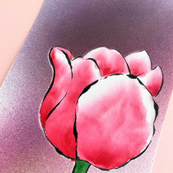 額付き【原画】「チューリップ」　花の絵　インテリア　絵画　アート 4枚目の画像
