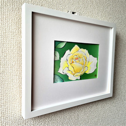 額付き【原画】「黄色いバラ（薔薇）」　花の絵　インテリア　絵画　アート 2枚目の画像