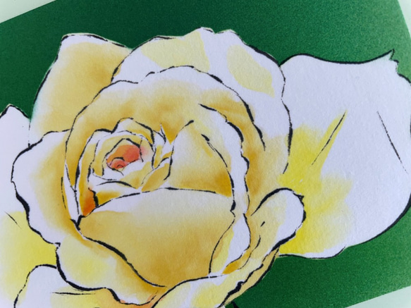 額付き【原画】「黄色いバラ（薔薇）」　花の絵　インテリア　絵画　アート 4枚目の画像