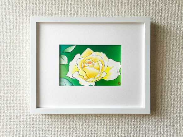 【原画】「黄色いバラ（薔薇）」　花の絵　インテリア　絵画　アート 4枚目の画像