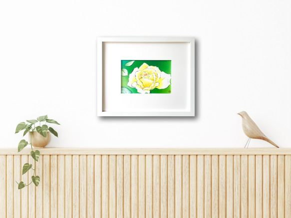 【原画】「黄色いバラ（薔薇）」　花の絵　インテリア　絵画　アート 5枚目の画像