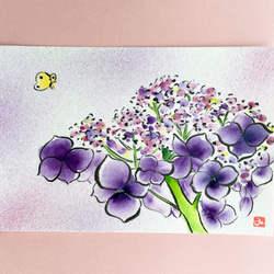 原画】「ガクアジサイ（額紫陽花）」 花の絵 インテリア 絵画