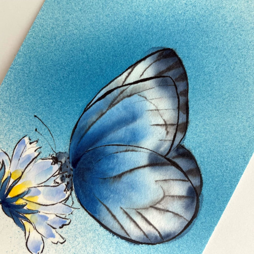 原画】「青い蝶」 動物の絵 インテリア 絵画 アート 絵画 haninana