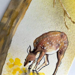 額付き【原画】「子鹿」　動物の絵　インテリア　絵画　アート 4枚目の画像
