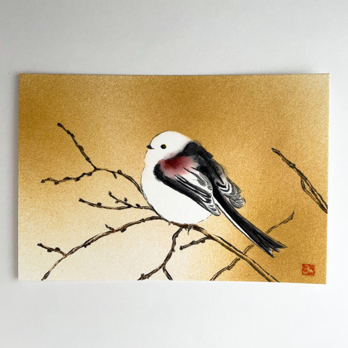 原画】「シマエナガ」 鳥の絵 インテリア 絵画 アート 絵画
