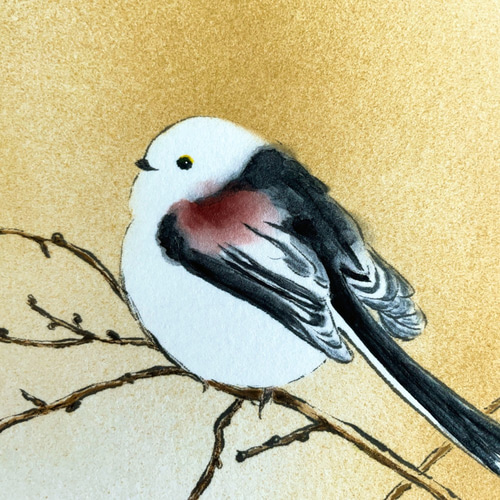 Creema限定 日本画/原画《シマエナガ》 絵画 Blancheur art 通販
