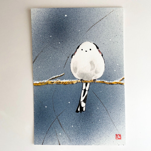 原画】「シマエナガ」 鳥の絵 インテリア 絵画 アート 絵画