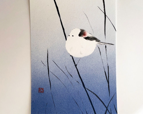 原画】「シマエナガ」 鳥の絵 インテリア 絵画 アート 絵画