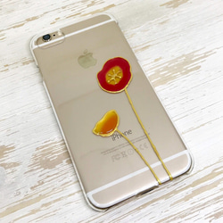 【送料無料】ポピーの花のステンドグラス風iPhoneケース＊赤＊レッド＊フラワー＊ハンドメイドスマホケース 3枚目の画像