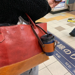 持ち運びができるコーヒーホルダー(ストラップ付き)　 コーヒーカップホルダー　カップスリーブ 2枚目の画像