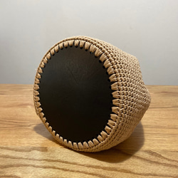 【SALE ¥11000→¥9500】カゴ巾着・ショルダー（カラー：カフェオレ） 2枚目の画像