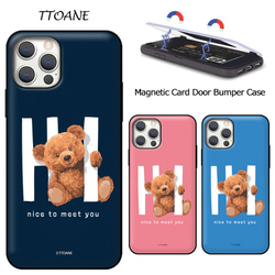 テディベア☆マグネット カード収納 スマホケース ☆iPhone17追加