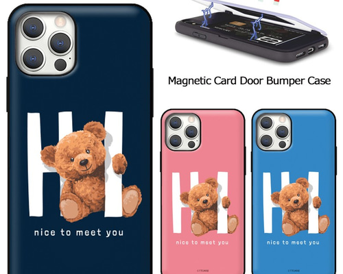 テディベア☆マグネット カード収納 スマホケース ☆iPhone17追加