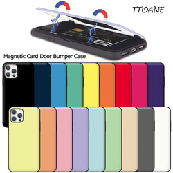 シンプルカラー☆マグネット カード収納 スマホケース ★iPhone15追加★ iPhone/Galaxy カバー 韓国 1枚目の画像