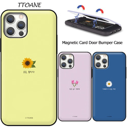 花の日☆マグネット カード収納 スマホケース ★iPhone15追加★iPhone/Galaxy 携帯カバー 韓国 1枚目の画像