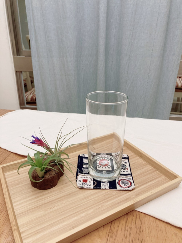 Room 208 日系棉麻布杯墊（2 入）/手作杯墊/方形杯墊/Cloth coaster/Fabric coaster 第6張的照片