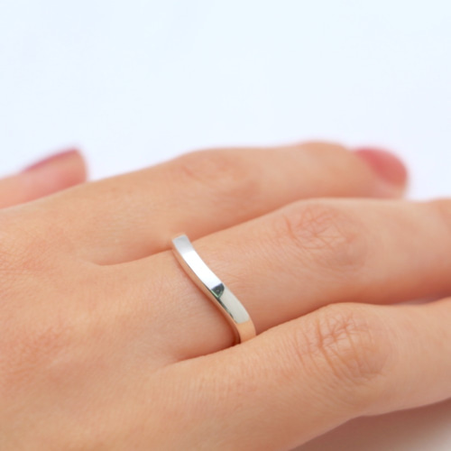 Silver925 カーブリング シンプル『受注生産』◇ シルバーリング