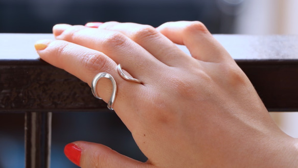 Silver925 ダブルラインリング 変形 ◇シルバーリング（057） 指輪